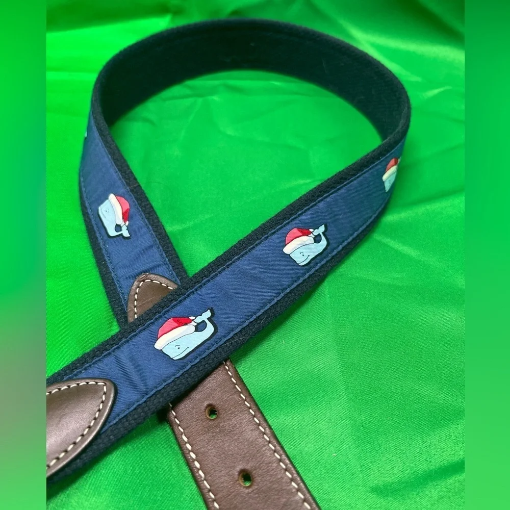 Vineyard Vines Santa Whale Canvas Boy's Belt Blue Moonshine Size 32